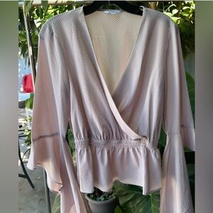 Express bell sleeve peplum blouse